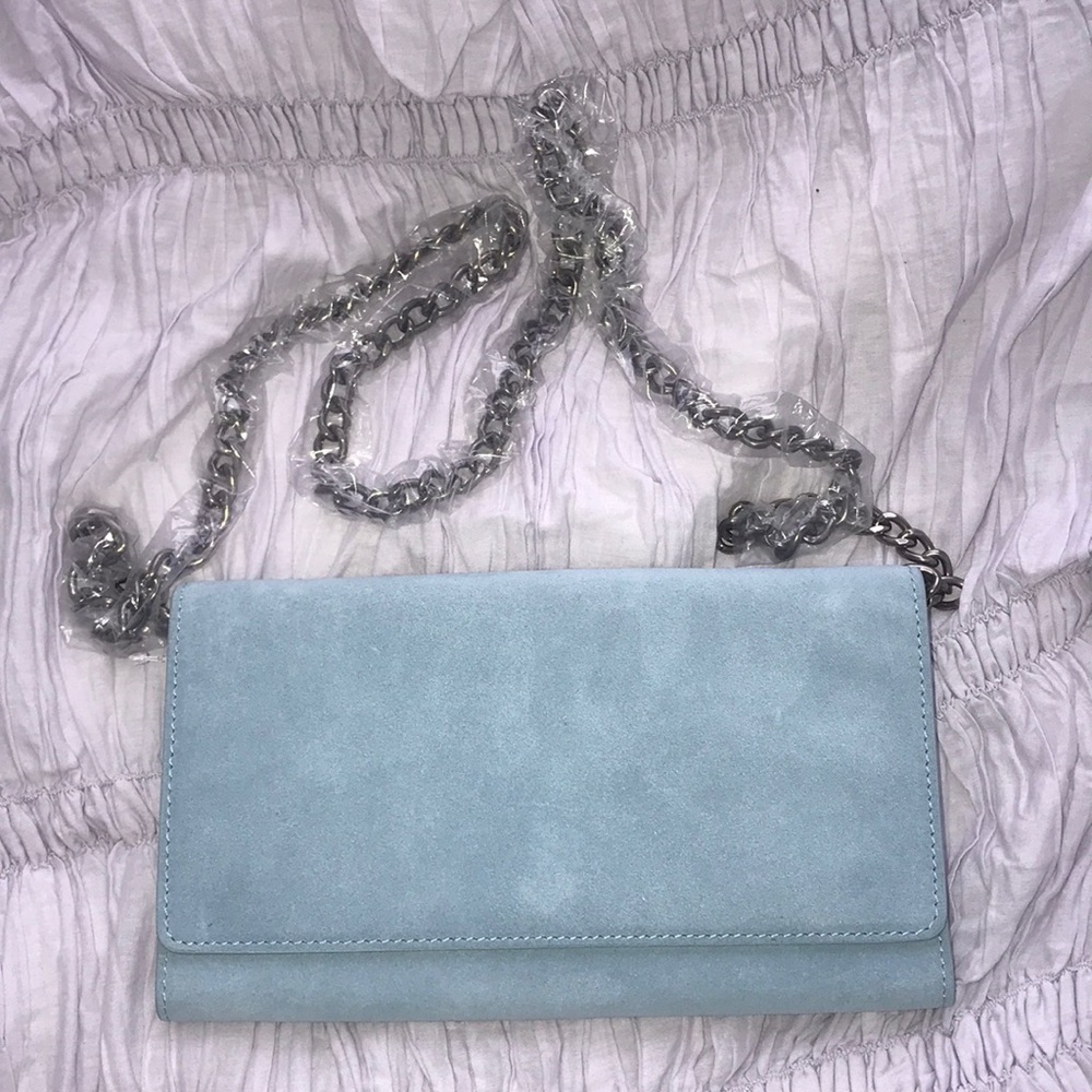 NEW Barneys New York Blue Suede Crossbody Purse